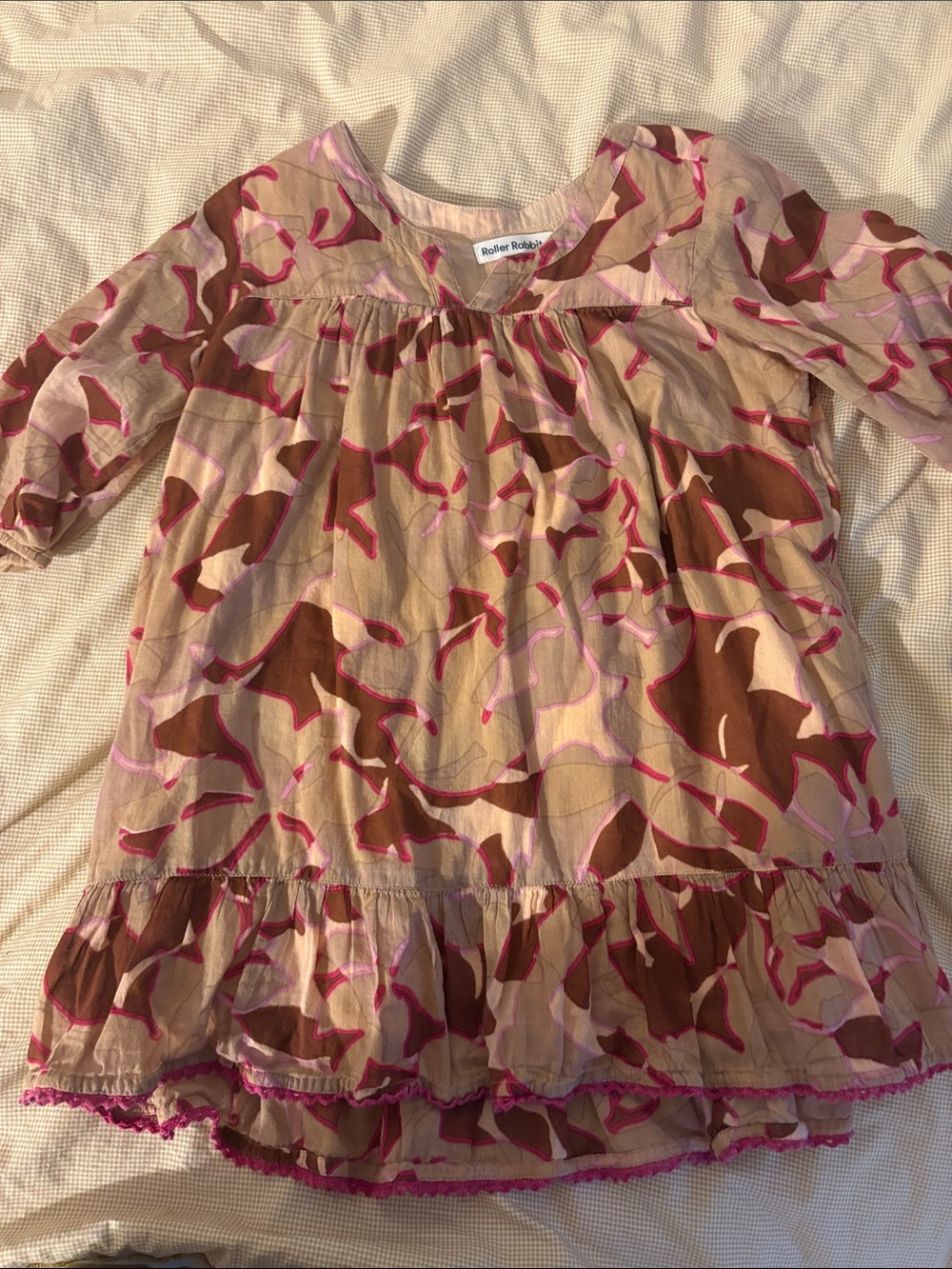Roller Rabbit Pink & Brown Abstract Print Cotton Tunic